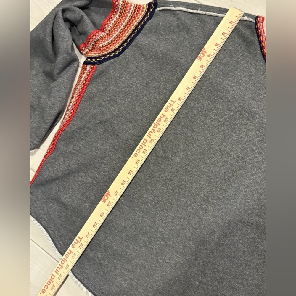 NATURAL LIFE knit trim pullover French terry sweater sweatshirt boho L/XL - Picture 8 of 13